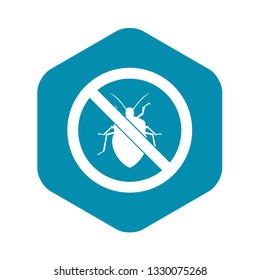 No bug sign icon in simple style isolated on white background