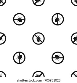 No bug sign pattern repeat seamless in black color for any design. Vector geometric illustration