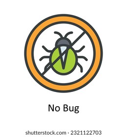 No Bug Vector Fill outline Icon Design illustration. Cyber security  Symbol on White background EPS 10 File