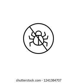 no bugs computer antivirus symbol line black icon on white background