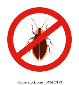 No bugs sign. Prohibition symbol with a pest. Insect repellent emblem. Vector illustration for your design.