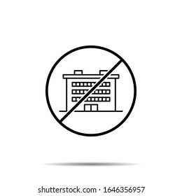 No building icon. Simple thin line, outline vector of buildings ban, prohibition, forbiddance icons for ui and ux, website or mobile application
