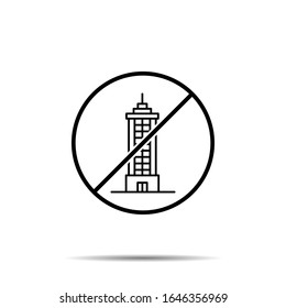 No building icon. Simple thin line, outline vector of buildings ban, prohibition, forbiddance icons for ui and ux, website or mobile application