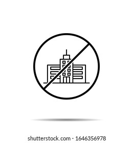 No building icon. Simple thin line, outline vector of buildings ban, prohibition, forbiddance icons for ui and ux, website or mobile application