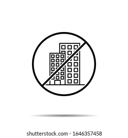 No building icon. Simple thin line, outline vector of buildings ban, prohibition, forbiddance icons for ui and ux, website or mobile application