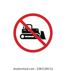 No bulldozer icon sign symbol isolated on white background