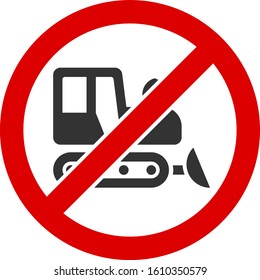 No bulldozer vector icon. Flat No bulldozer pictogram is isolated on a white background.