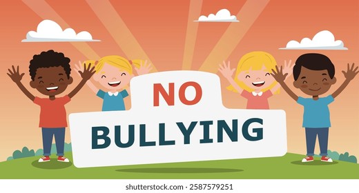 no bullying flat vector illustration