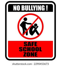 No Bullying, safe school zone, sign vector