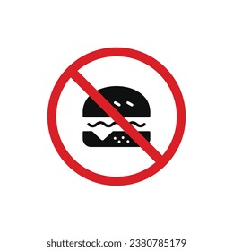 No burger allowed icon sign symbol isolated on white background. No food sign symbol