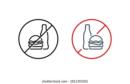 No burger, no drink icon. No fast food. Unhealthy food. Vector on isolated white background. EPS 10