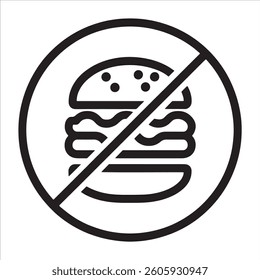 No burger eat icon Outline no burger eat vector icon for web design