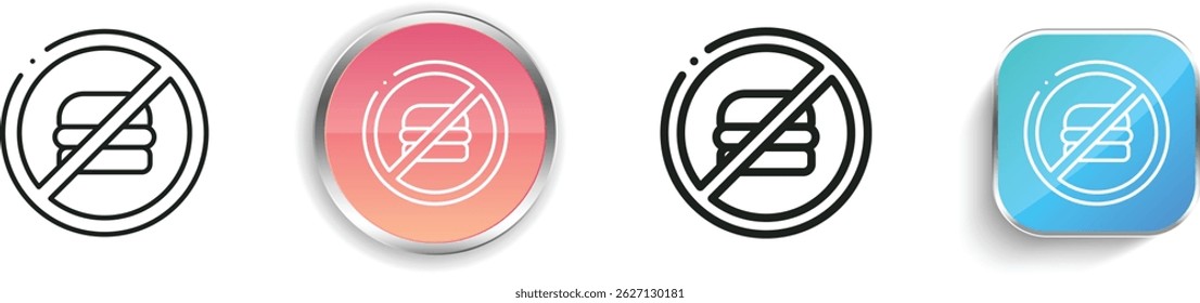kein Burger-Icon. Design mit dünnen Linien, regelmäßigen Linien und Schaltflächen einzeln auf weißem Hintergrund
