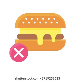 Keine Burger Junk Food Vektorgrafik, Flachbild-Symbol.