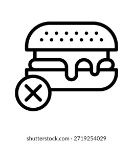 Keine Burger Junk Food Vektorgrafik, Linienstil-Symbol.
