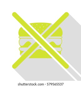 No burger sign. Pear icon with flat style shadow path.