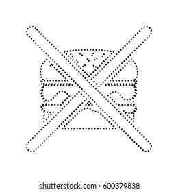 No burger sign. Vector. Black dotted icon on white background. Isolated.