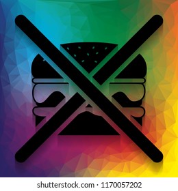 No burger sign. Vector. Flat style black icon on white.