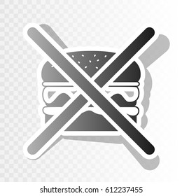 No burger sign. Vector. New year blackish icon on transparent background with transition.