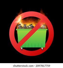 No burning garbage. Vector illustration. Fire flame.