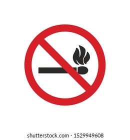 No Burning Match Sign Isolated On White Background. No Fire Symbol Simple, Flat Vector, Icon You Can Use Your Website Design, Mobile App Or Industrial Design. Vector Illustration