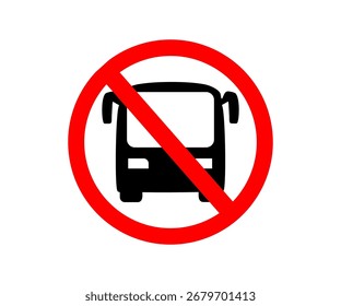 No bus allowed sign. Parking prohibited symbol. No parking. No buses allowed sign with red prohibition circle vector design and illustration.
