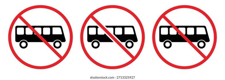 No Bus Entry Traffic Sign Vetor - Ícone Plano Proibido Veículo com Símbolo de Círculo Vermelho, ilustração vetorial.