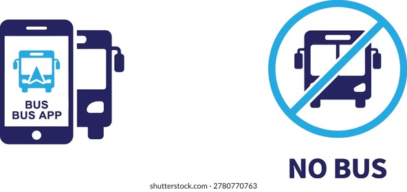 No bus icon with smartphone app for public transportation shown on screen