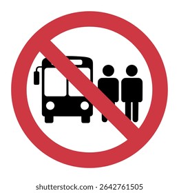No Bus Passengers Sign – Vector Symbol for Transit Restrictions and Safety Zones