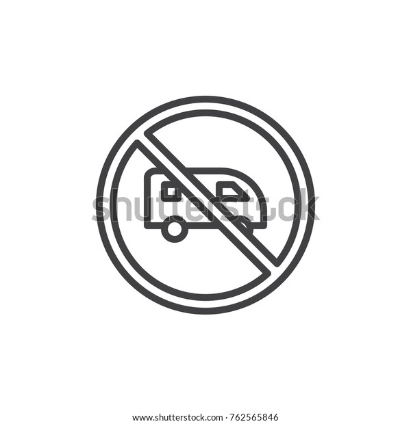 No bus prohibition traffic\
road signs line icon, outline vector sign, linear style pictogram\
isolated on white. Symbol, logo illustration. Editable\
stroke