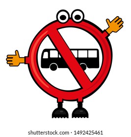 no bus sign icon vector