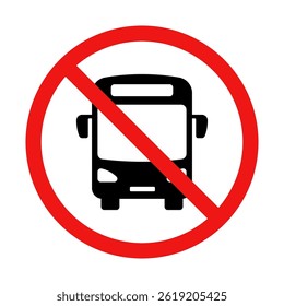 No Bus Sign on White Background