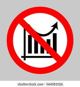 No Business graph charts. Forbidden sign isolated on gray background.