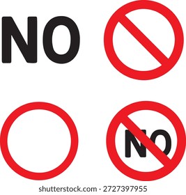 No hay conjunto de iconos de Botón, no hay diseño de interfaz de símbolos, cancelar el signo de acción de negación, ilustración de elemento de control ui, marca de usabilidad del App de Web, Vector mínimo aislado