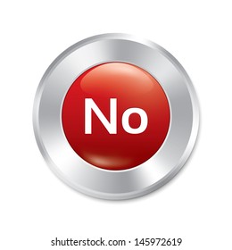 No button. Vector red round sticker. Realistic metallic icon with gradient. Isolated.