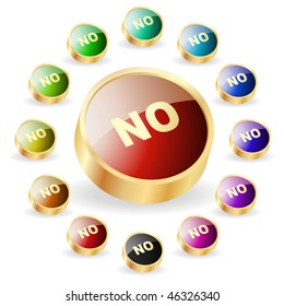 "NO" button. Vector set.