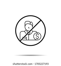 No buyer icon. Simple thin line, outline vector of real estate ban, prohibition, embargo, interdict, forbiddance icons for ui and ux, website or mobile application
