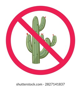 No cactus sign, do not touch cactus symbol, no thorny plant sign, forbidden spiny plant sign, prickly plant prohibited symbol