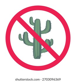No cactus sign vector icon
