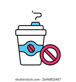 Nenhum vetor de cafeína Preenchido ícone de estilo de ilustração de contorno. Arquivo EPS 10 