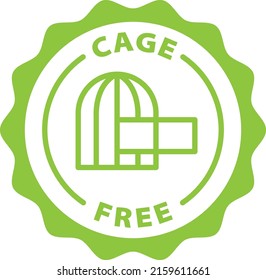 no cage free green stamp outline badge icon label isolated vector on transparent background