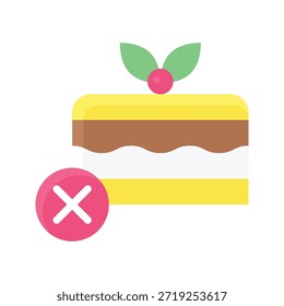 No hay Ilustración vectorial de postre de pastel, icono de estilo plano.