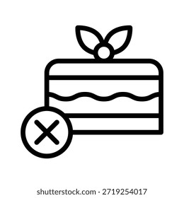 No hay Ilustración vectorial de postre de pastel, icono de estilo de línea.