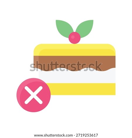 No Cake Dessert Vector Illustration, Flat Style Icon.