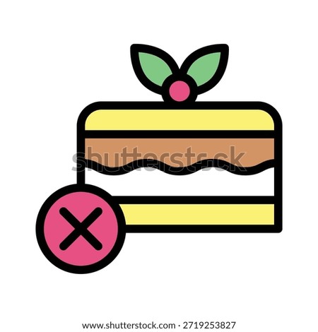 No Cake Dessert Vector Illustration, Filled Style Icon.