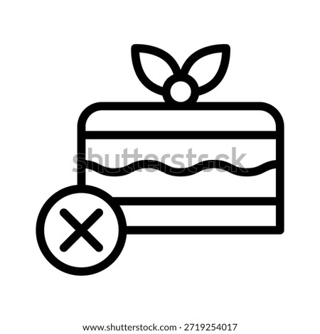 No Cake Dessert Vector Illustration, Line Style Icon.