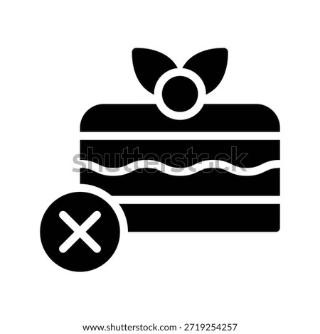 No Cake Dessert Vector Illustration, Solid Style Icon.