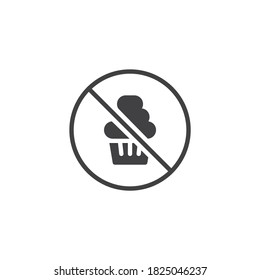 Kein Kuchen, Vektorsymbol. volles Flachzeichen für mobiles Konzept und Webdesign. Keine süße Glyphe-Ikone. Symbol, Logo-Abbildung. Vektorgrafik