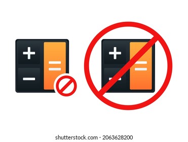 No hay calculadora. Calculadora prohibida. Vector de ilustración