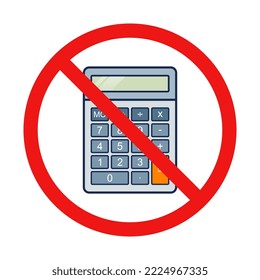 No Calculator Sign on White Background